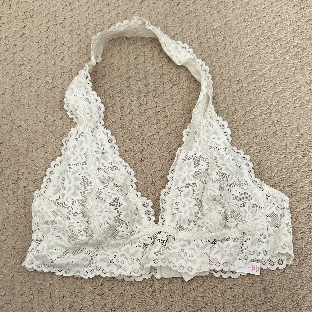Xhilaration White Lace Halter Bralette